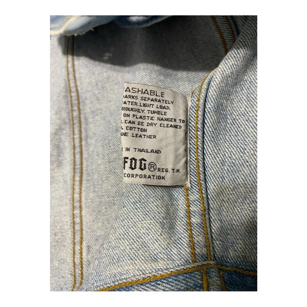 London Fog, Blue Denim Jacket with Brown leather Collar - Picture 8 of 15
